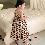 Sleeveless Beach Dress 2026 Summer Girls' Korean Version Suspender Long Dress Printed Rose Loose Dress For 2-9 Yrs Baby Girls