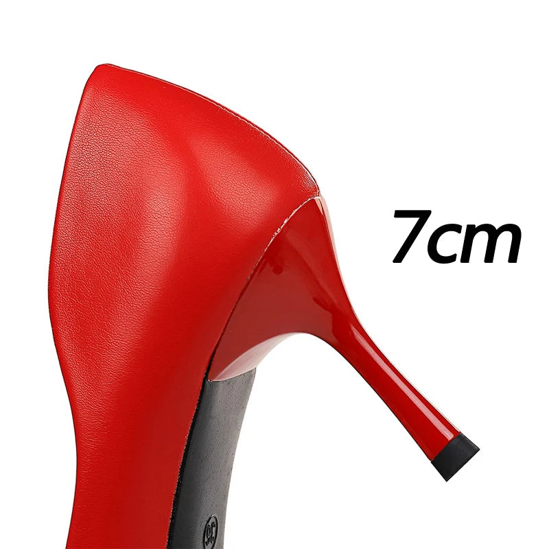 BIGTREE Shoes Elegant Women Pumps Metal Button Kitten Heels Women Shoes Stiletto Banquet Shoes Pointed High Heels Large Size 43