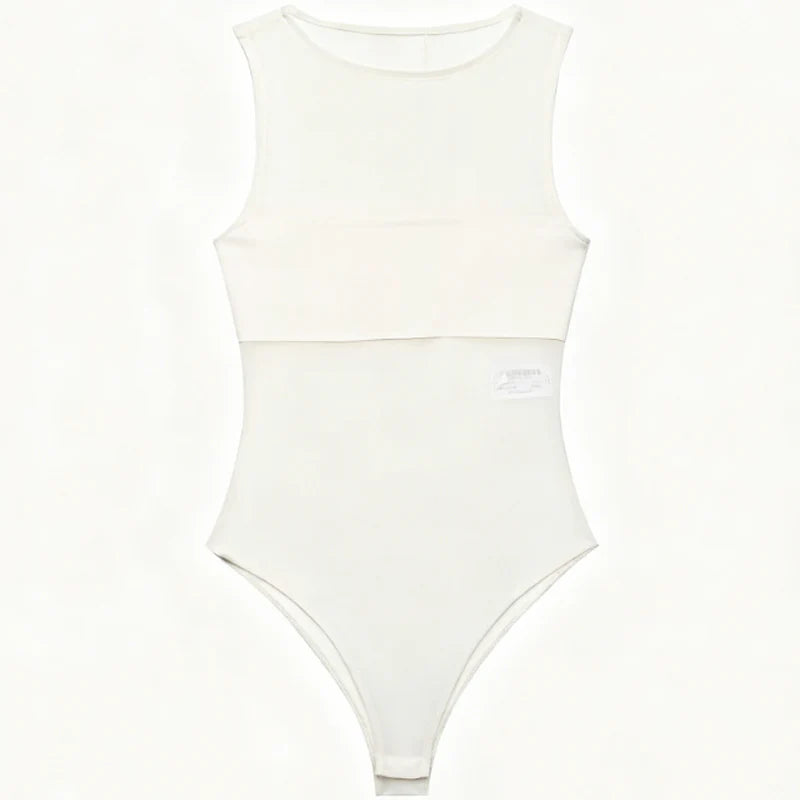 HXAO Sexy Transparent Tulle Bodysuit Women Summer 2026 Chic Black Corset Bodys Woman Bodycon Sleeveless Thong Bodysuit Mesh Tops