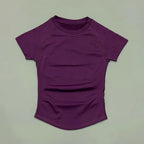 Women Sports T-Shirt Round Neck Short Sleeve Breathable Stretchy Tops Gym Fitness Yoga Running Workout Casual Athletic Shirts