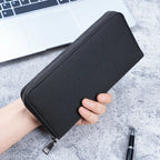 New men's long zipper wallet large capacity multi-card business canvas clutch wallet.