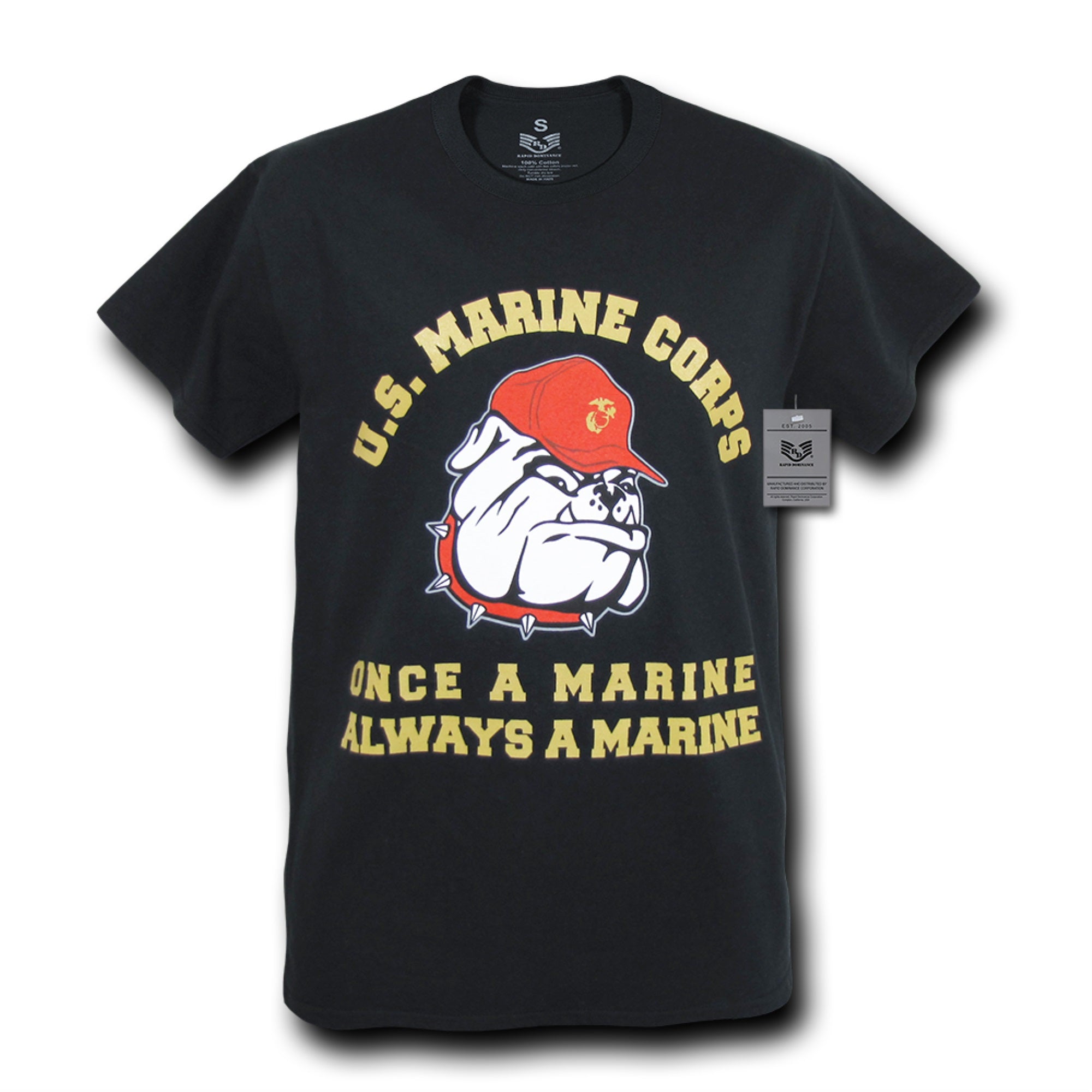 Basic Milit T's,MarineCorp Dog,Black, XL