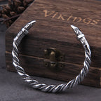 Stainless Steel Nordic Viking Norse Raven Bracelet Men Wristband Cuff Bracelets with viking wooden box