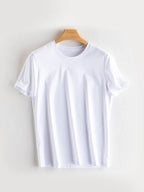 SuyaDream Women Solid T Shirts, Silk Cotton Blend, O Neck, Short Sleeved Solid Tee, 2025 Summer Candy Colors Basic Cozy Top Gree