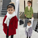 Kids Boys Coats Toddler Kids Baby Girls Boys Plaid Solid Coat Elegant Notched Double Breasted Jacket Boys Plaid Flannel Coat