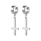 BONISKISS Men Women Stainless Steel Inverted Upside Down Cross Earring Church of Satan Temple Occult Satanic Witchy Stud Jewelry