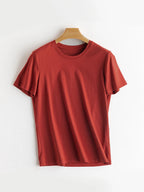SuyaDream Women Solid T Shirts, Silk Cotton Blend, O Neck, Short Sleeved Solid Tee, 2025 Summer Candy Colors Basic Cozy Top Gree