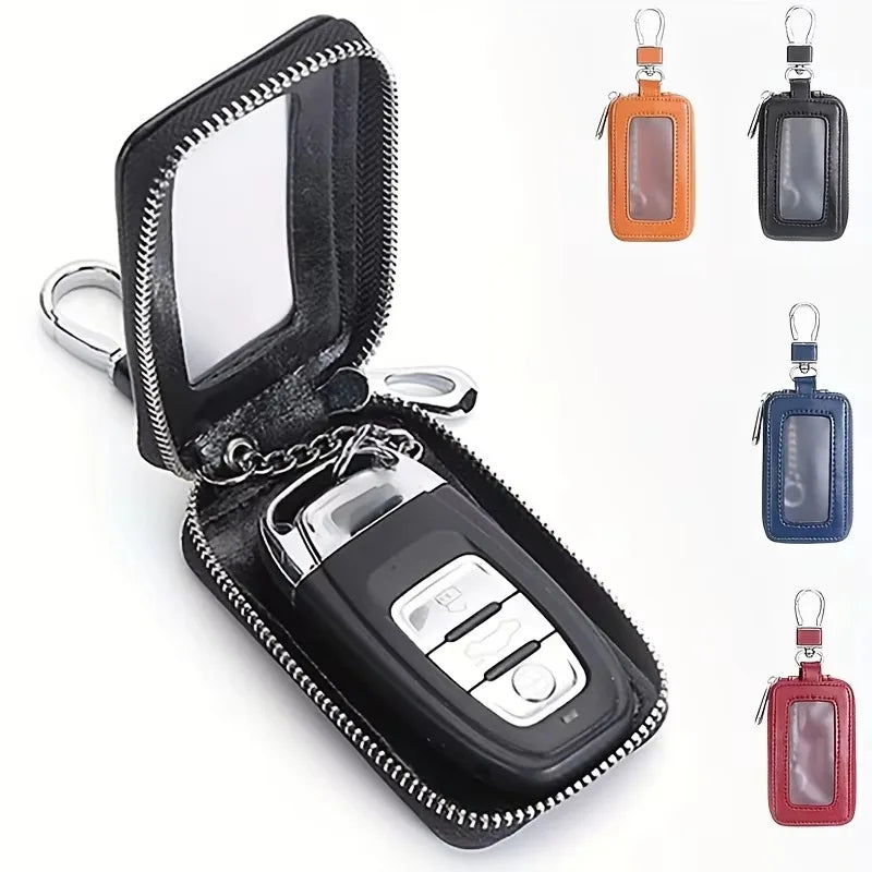Car Key Case Key Protector Smart Key Chain Coin Holder Metal Hook And Keyring Wallet Retro Bag For Auto Remote Key Fob