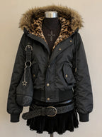 2026 Spring Retro Faux Fur Coats Women 2000s American Vintage Jackets Harajuku Gotihc Punk Clothing Jean Parkas Female Outwear