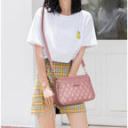 PU Leather Crossbody Bags Zipper New Fashion Shoulder Bag for Women Large Capacity Embroidery Thread Small Purse and Handbags