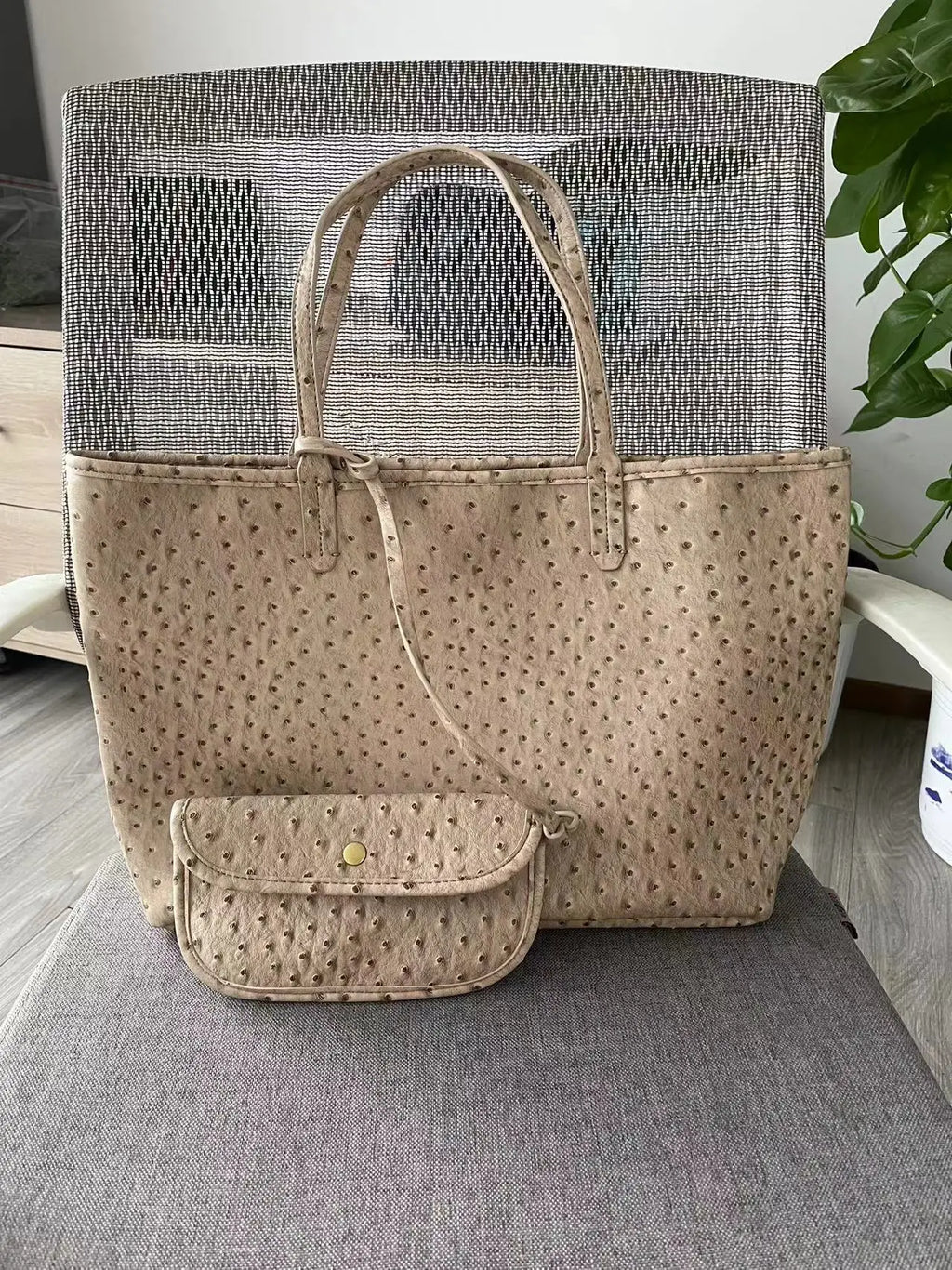 XMESSUN Original Fashion Style Women Bag Portable Women's Bucket Bags Ostrich Pattern Shopping Tote Casual Simple Ladies Handbag