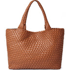 Woven Tote Bag Womens Purse Vegan Leather Shoulder Handbags - Fashion Summer Beach Tote Bags - Large Travel Totes