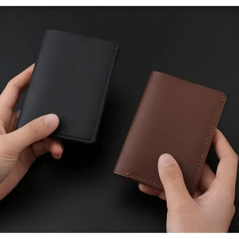 Homefish Solid Color PU Leather Women Short Wallet, Ultra Thin Button Purse, Simple Credit Card Holder Coin Pocket for Ladies