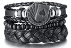 Set Braided Wrap Leather Bracelets for Men Vintage Life Tree Rudder Charm Wood Beads Ethnic Tribal Wristband Rope Bracelet
