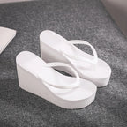 EOFK New Women Flip Flops Wedges Comfort Summer Platform Slippers Outdoor Concise Beach High Heel 9cm Casual Slides