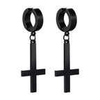 BONISKISS Men Women Stainless Steel Inverted Upside Down Cross Earring Church of Satan Temple Occult Satanic Witchy Stud Jewelry