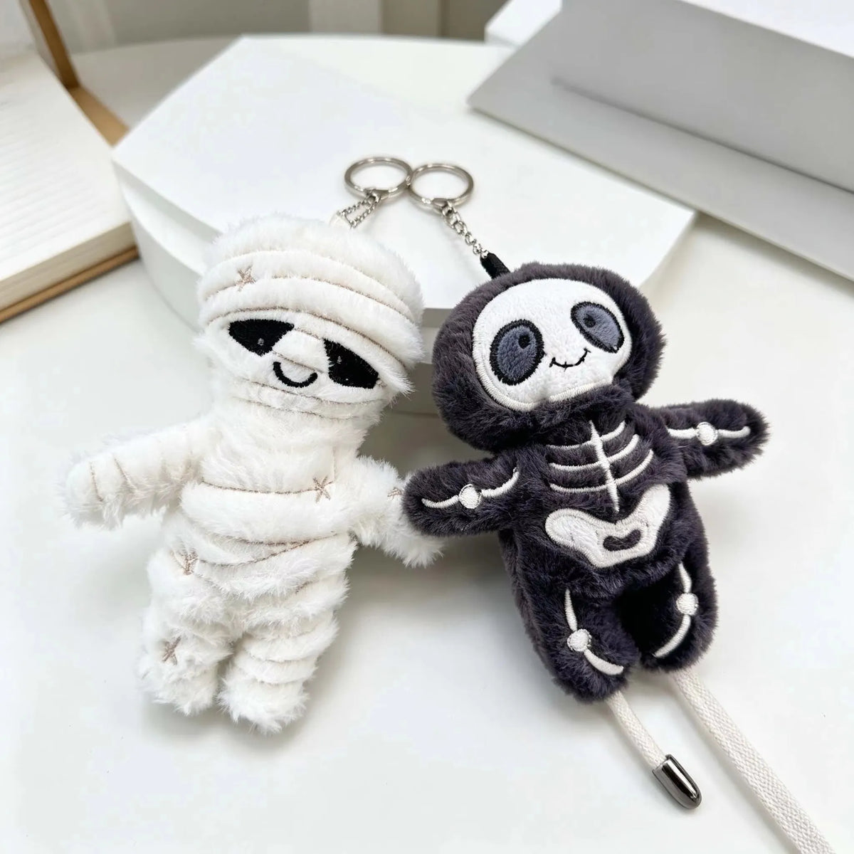 Cute Mummy Skeleton Plush Keychain Soft Stuffed Bag Pendant Halloween Keyring Gift Backpack Car Accessory