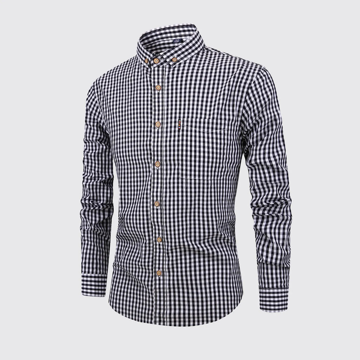 Men'S Single Breasted Checkered Shirt Men Shirts Fall And Winter Men Shirts Breathable Cotton Long Sleeved Camisa Masculina