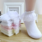10 Pairs Girls Lace Ruffle Socks Cotton Breathable Comfy Adorable Princess-Style Kids Dance-Ready Socks with Frilly Trim