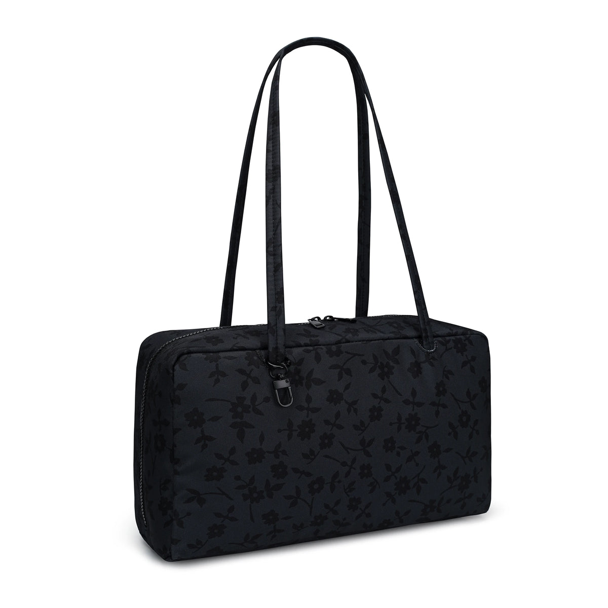 Nylon Tote Bag Bowler Bag Women Shoulder Purse with Keychain Clip, Lightweight Zipper Handbag Daily Work Travel Gym Gift for Mum