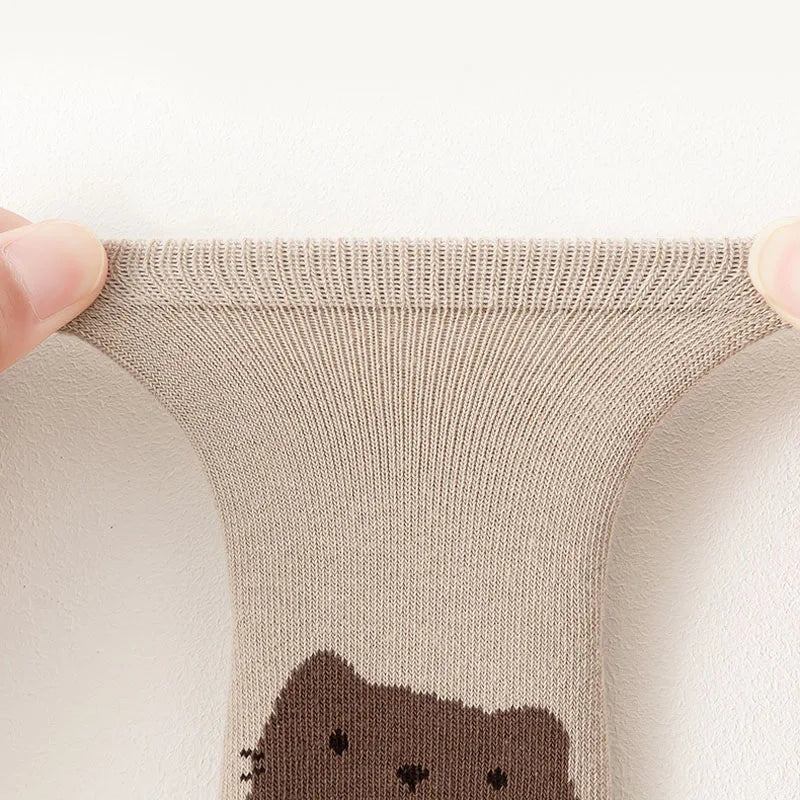 6 Pairs Kids Non-Slip Socks Cute Cartoon Fox and Bear Pattern Childrens Boys Girls Floor Socks Comfortable for Toddler