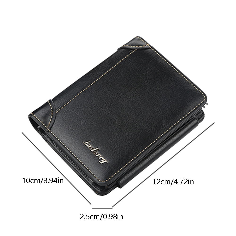 1Pcs/Baellerry Men's Short Pu Leather Wallet, Multiple Card Slots with Bill Holder and Zippered Coin Pocket, Stylish Everyday Small Wallet