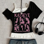 Katseye cropped top shoujo gothic funny graphic clearance sales 2000s tshirt kawaii cute meme baddie streetwear