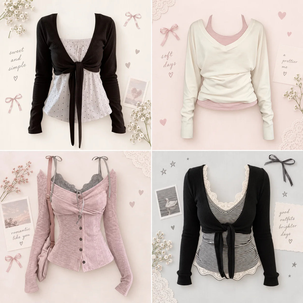 Y2K Retro T-shirt 2000s Spliced Long Sleeve Pullover Two Piece Set Women Slim Fit Japanese Blouse Korean Casual Daily Outfit