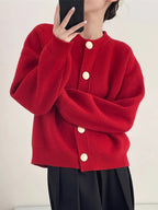Women Cardigans Sweater O-neck Autumn Winter Knitted Loose Cardigans Solid Single Breasted Women's Sweaters Button Long Sleeve