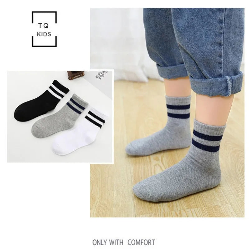 5 Pairs/ Lot Pure Colour Soft Breathable Cotton Kids School Socks Girls Boys Casual Grey Black White Sports Children's Socks