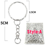 Silver Plated Metal Blank Keyring Keychain Split Ring Keyfob Key Holder Rings Women Men DIY Key Chains Key Ring Accessories