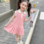 Children Dress Spring Summer Turn-Down Collar Kids Clothes Fashion Toddler Baby Girls Clothing Summer Dress Girl Clothes