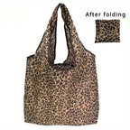 Large Capacity Leopard Print Hand Shopping Bag Women's Daily Folding Handbag