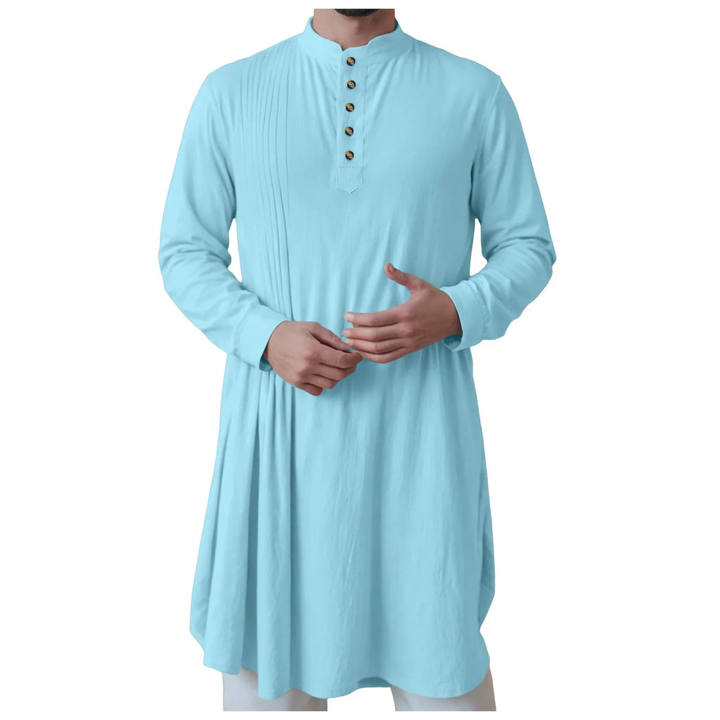 Men'S New Muslim Middle Arabic Men'S Button Down Cotton And Linen Shirts Muslim Robes Stylis Male Clothes Stylis Male Clothes