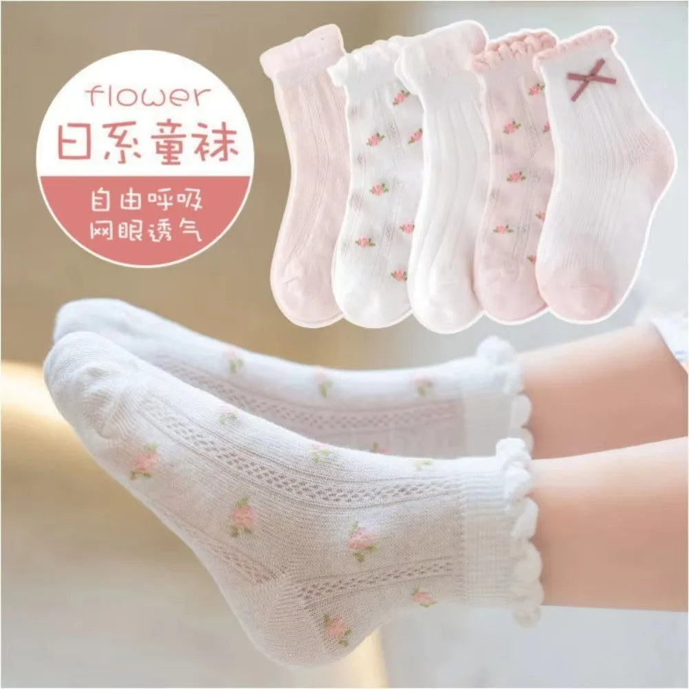 5 Pairs/ Lot Pure Colour Soft Breathable Cotton Kids School Socks Girls Boys Casual Grey Black White Sports Children's Socks