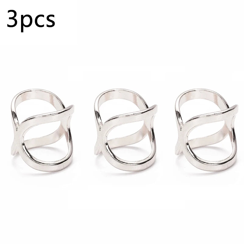 3pcs Fashion Cross Scarf Clip X Shape Metal Brooches For Women Hollow Bow Scarves Buckle Holder Shawls Jewelry Clothing Accessor