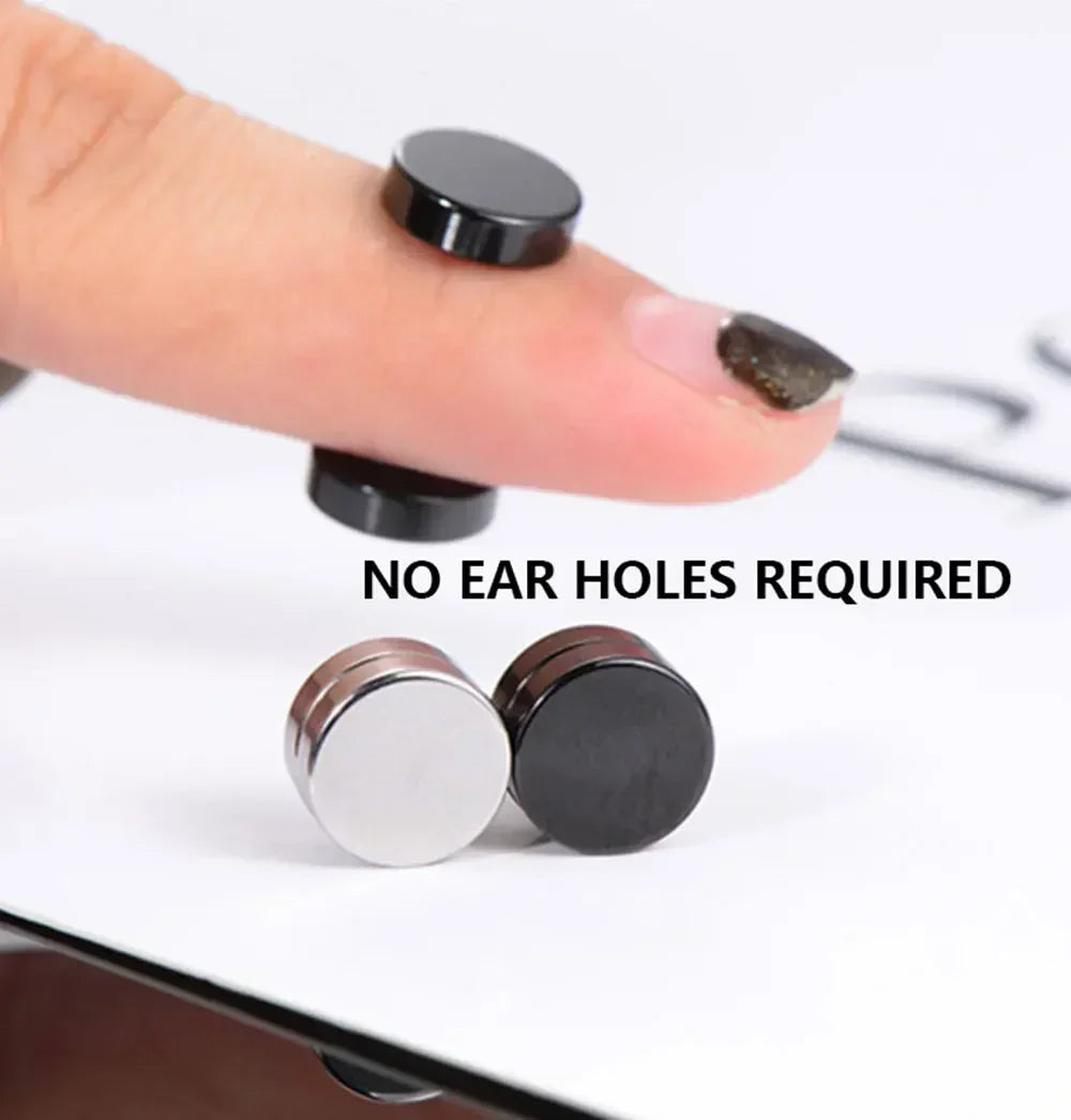 1/3Pairs 6MM Crystal Magnetic No-Pierce Stainless Steel Stud Earrings for Men Punk Zircon Magnet Earrings Non Piercing Jewelry