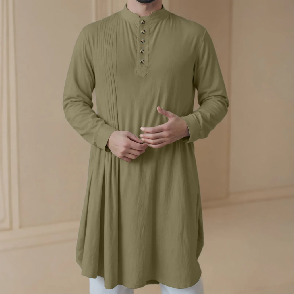 Men'S New Muslim Middle Arabic Men'S Button Down Cotton And Linen Shirts Muslim Robes Stylis Male Clothes Stylis Male Clothes