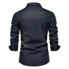AIOPESON Brand Elastic Cotton Denim Shirt Men Long Sleeve Quality Cowboy Shirts for Men Casual Slim Fit Mens Designer Clothing