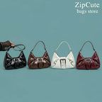 Retro Y2K  Pleated Hobo Shoulder Bag for Women Hot Selling Maillard Style Underarm Bag Clutch Handbags for Travel Work Shopping