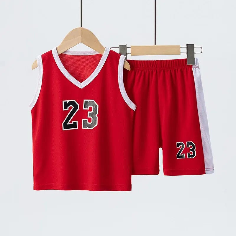 2/4Pcs Summer Children's Quick-drying Sports Suit Boys Casual Ball Sleeveless T-shirt Girls Joker Mixed Color Combination Shorts