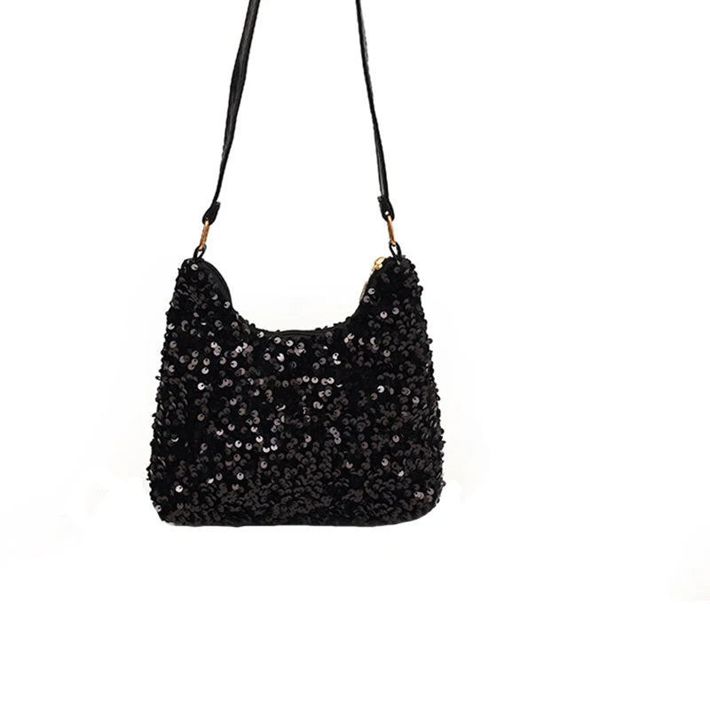 Popular Trendy Women's Korean-Style Handbag with Sequins - Versatile Single-Shoulder Small Bag