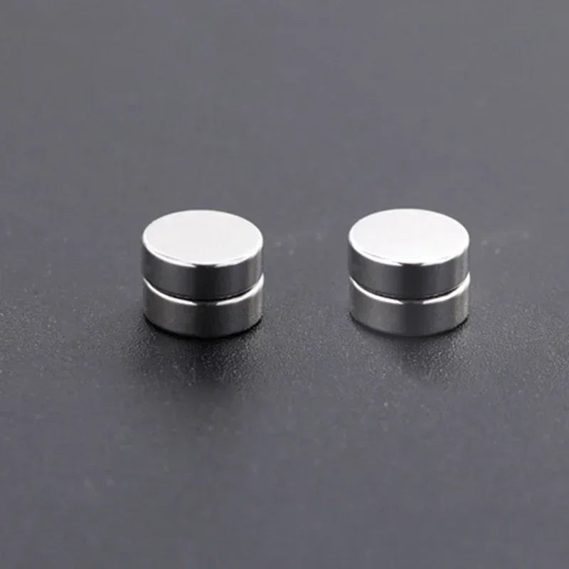 1/3Pairs 6MM Crystal Magnetic No-Pierce Stainless Steel Stud Earrings for Men Punk Zircon Magnet Earrings Non Piercing Jewelry