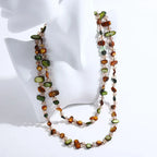Bohemian Multicolor Irregular Natural Stone Shell Crystal Glass Beads Beaded Necklace for Women Long Strand Sweater Chain