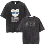 Radiohead Rock Band Washed Cotton T-Shirt – Retro Alternative Rock Graphic Tee, Vintage Distressed Heavyweight Style Unisex Concert Top