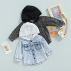 2022-06-23 Lioraitiin 0-5Years Toddler Boys Spring Autumn Coat Long Sleeve Button Down Patchwork Hooded Jackets