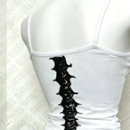 Y2K Gothic Alt Sleeveless Crop Top Vintage Grunge Skeleton Front Back Graphic Slim Women Skeleton Ribcage Spine Cami Tank Tops
