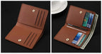 Homefish Solid Color PU Leather Women Short Wallet, Ultra Thin Button Purse, Simple Credit Card Holder Coin Pocket for Ladies
