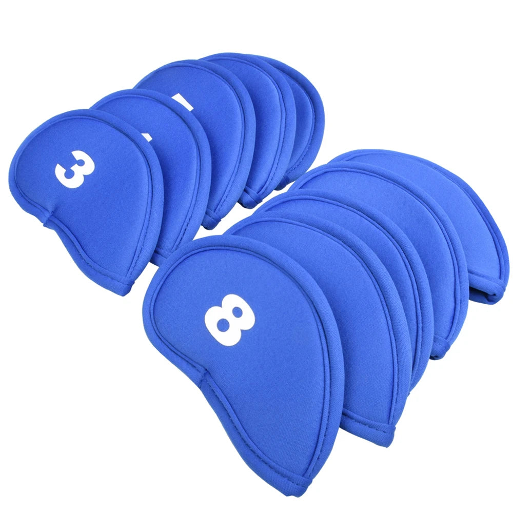 10Pcs/Set Golf Head Covers For Iron Golf Club Protective Black/Red/Blue Golf Club Iron Head Protector Golf Accessories