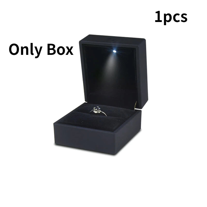 2024 Ring Box With LED Light Jewelry Diamond Ring Box Storage Wedding Ring Box Jewelry Organizer Storage Gift Box